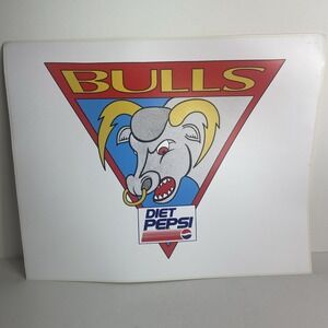Vintage 1990's Diet‎ Pepsi And Bulls Decal 15"x12"